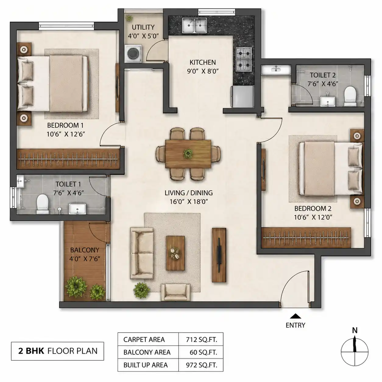 2 BHK Plan